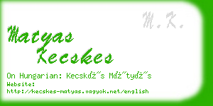 matyas kecskes business card